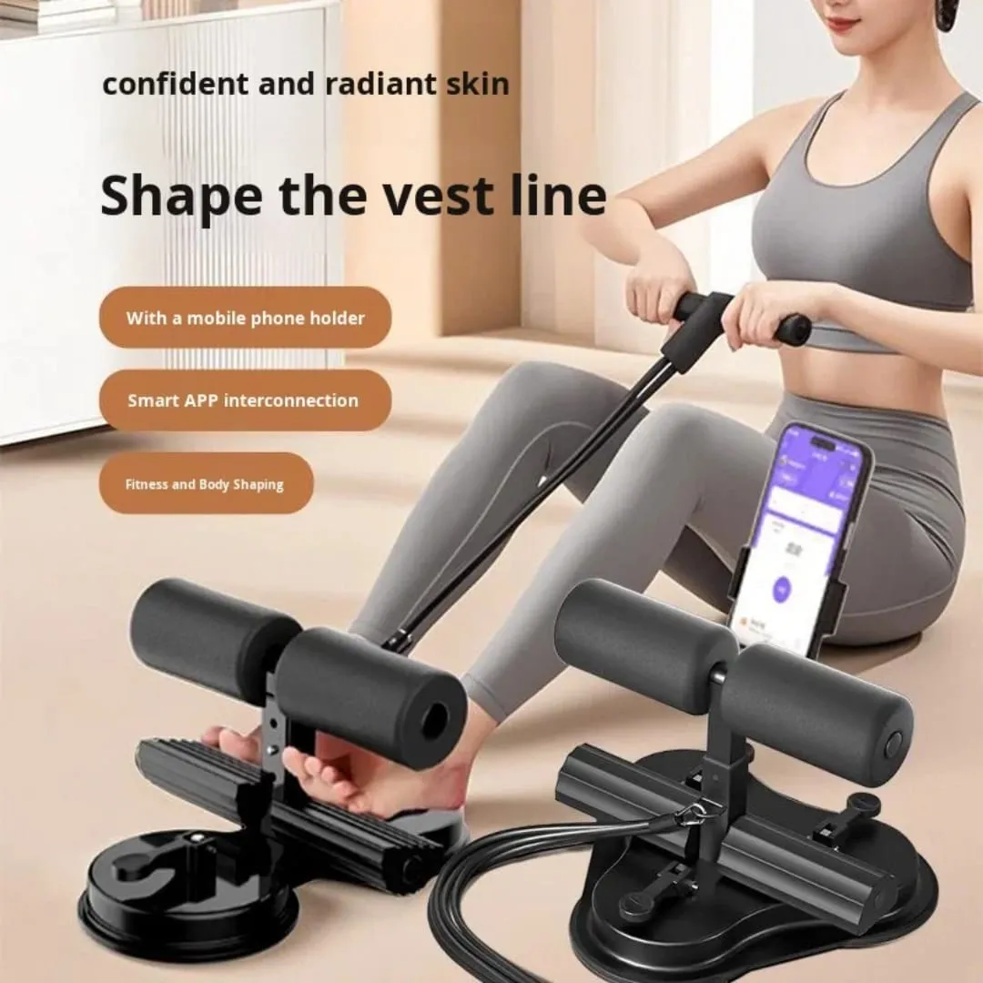 Kit Fitness Abdos 3 en 1 - Triple Ventouse + Élastique 6 Brins + Support Téléphone - Neuf